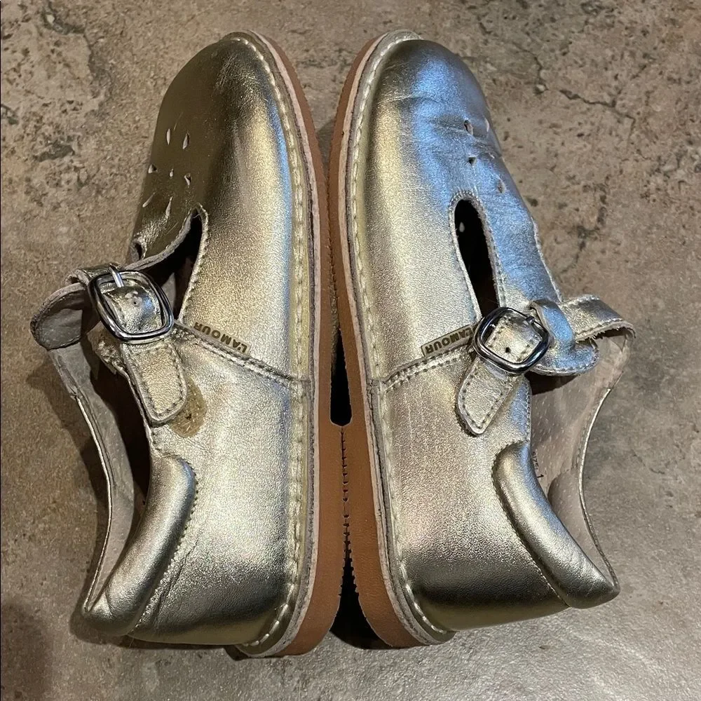 L'Amour Gold Classic Leather T-Strap Mary Jane Dress Shoe Little Girl Size 1 751